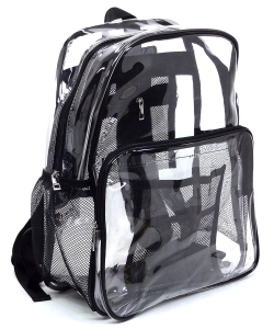 See Thru Clear Bag Large Backpack School Bag CW216 BLACK
